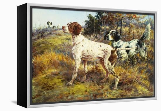 A German-Short Haired Pointer and Two Setters in a Landscape-Edmund Henry Osthaus-Framed Premier Image Canvas