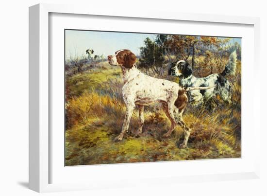 A German-Short Haired Pointer and Two Setters in a Landscape-Edmund Henry Osthaus-Framed Giclee Print