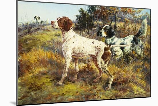 A German-Short Haired Pointer and Two Setters in a Landscape-Edmund Henry Osthaus-Mounted Giclee Print