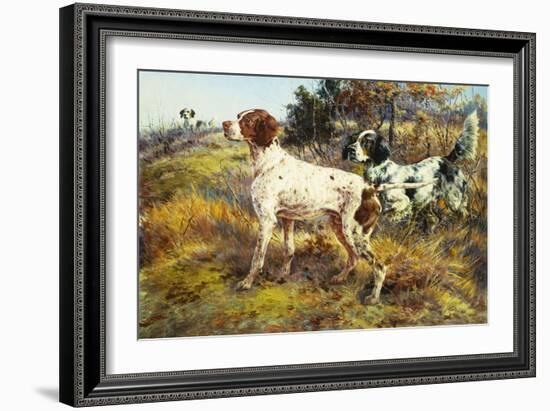 A German-Short Haired Pointer and Two Setters in a Landscape-Edmund Henry Osthaus-Framed Giclee Print