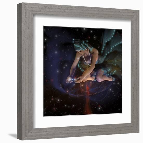 A Ghostly Female Spirit Spreads Stars and Planets Throughout the Universe-Stocktrek Images-Framed Art Print