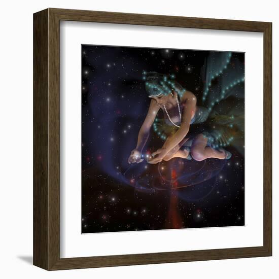 A Ghostly Female Spirit Spreads Stars and Planets Throughout the Universe-Stocktrek Images-Framed Art Print