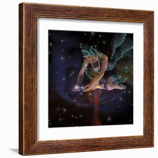 A Ghostly Female Spirit Spreads Stars and Planets Throughout the Universe-Stocktrek Images-Framed Art Print