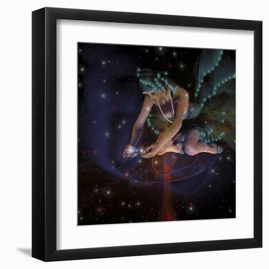 A Ghostly Female Spirit Spreads Stars and Planets Throughout the Universe-Stocktrek Images-Framed Art Print