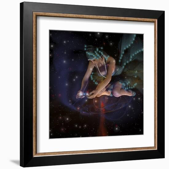 A Ghostly Female Spirit Spreads Stars and Planets Throughout the Universe-Stocktrek Images-Framed Art Print