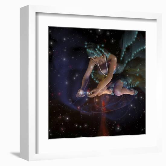 A Ghostly Female Spirit Spreads Stars and Planets Throughout the Universe-Stocktrek Images-Framed Art Print