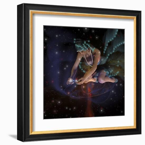 A Ghostly Female Spirit Spreads Stars and Planets Throughout the Universe-Stocktrek Images-Framed Art Print