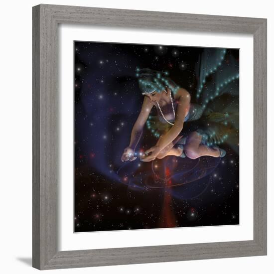 A Ghostly Female Spirit Spreads Stars and Planets Throughout the Universe-Stocktrek Images-Framed Art Print