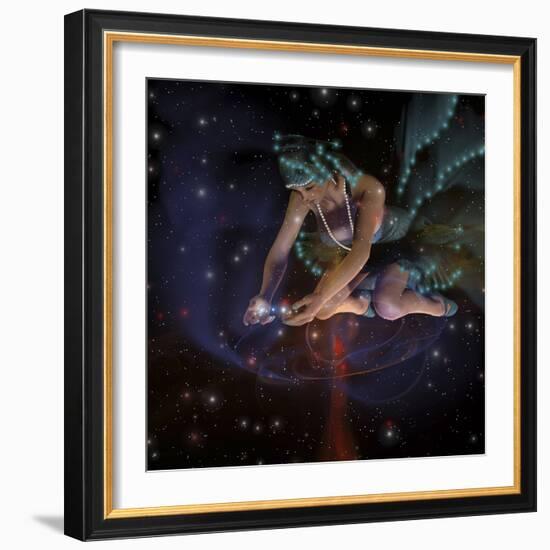 A Ghostly Female Spirit Spreads Stars and Planets Throughout the Universe-Stocktrek Images-Framed Art Print