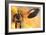 A Giant Robot and Ufo on the Attack-null-Framed Art Print