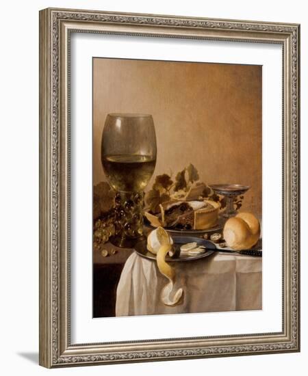 A Giant Roemer, A Silver Tazza, A Pie, 1647 (Panel)-Pieter Claesz-Framed Giclee Print