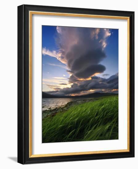 A Giant Stacked Lenticular Cloud over Tjeldsundet, Troms County, Norway-Stocktrek Images-Framed Photographic Print