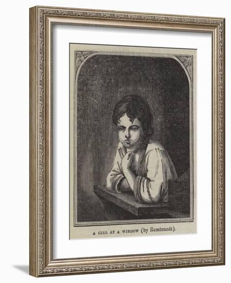 A Girl at a Window-Rembrandt van Rijn-Framed Giclee Print