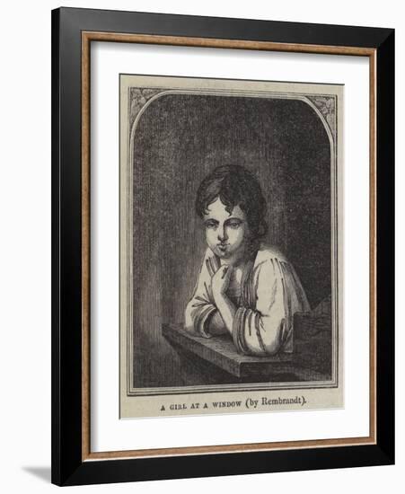 A Girl at a Window-Rembrandt van Rijn-Framed Giclee Print