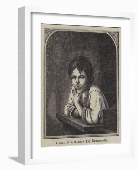 A Girl at a Window-Rembrandt van Rijn-Framed Giclee Print