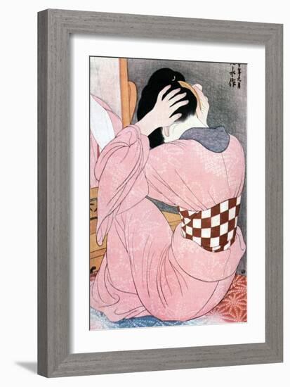 A Girl Dressing Her Hair, Or, Woman with an Undersash, C1921-Ito Shinsui-Framed Giclee Print