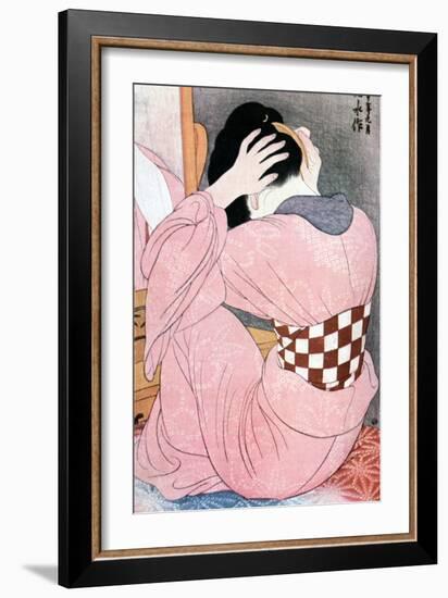 A Girl Dressing Her Hair, Or, Woman with an Undersash, C1921-Ito Shinsui-Framed Giclee Print