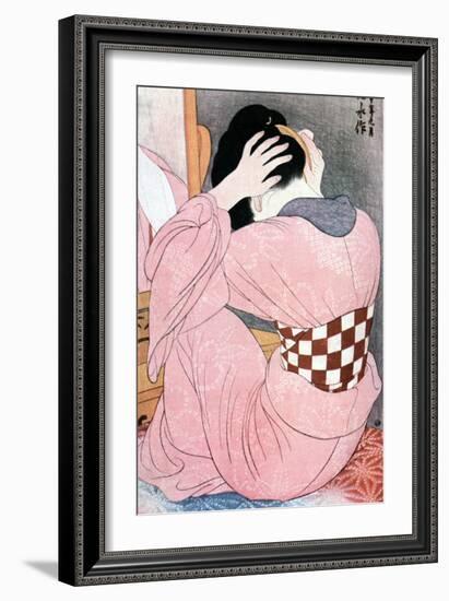 A Girl Dressing Her Hair, Or, Woman with an Undersash, C1921-Ito Shinsui-Framed Giclee Print