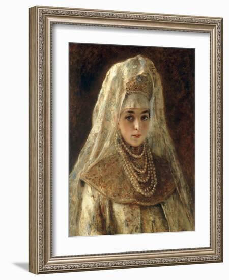 A Girl in a Boyar Costume-Konstantin Egorovich Makovsky-Framed Premium Giclee Print