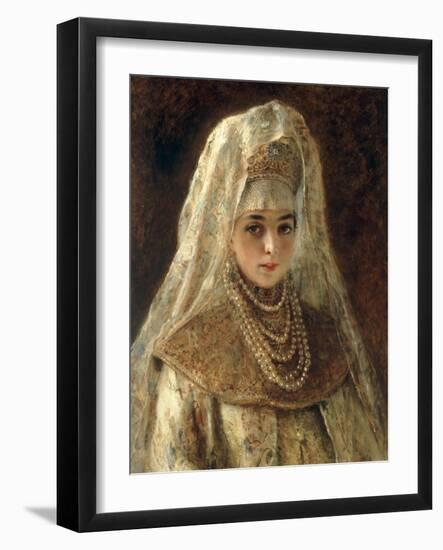 A Girl in a Boyar Costume-Konstantin Egorovich Makovsky-Framed Premium Giclee Print