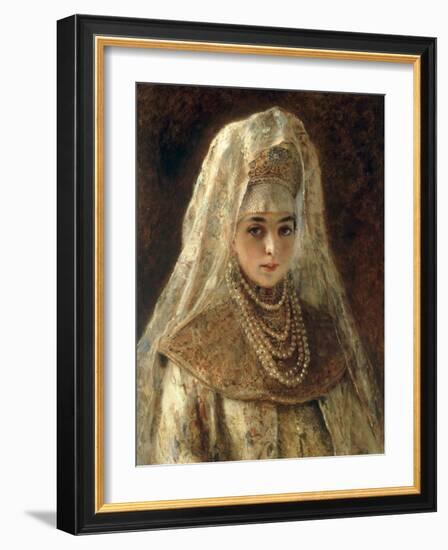 A Girl in a Boyar Costume-Konstantin Egorovich Makovsky-Framed Premium Giclee Print