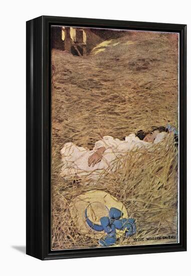 A Girl in a Hayloft, from 'A Child's Garden of Verses' by Robert Louis Stevenson, Published 1885-Jessie Willcox-Smith-Framed Premier Image Canvas