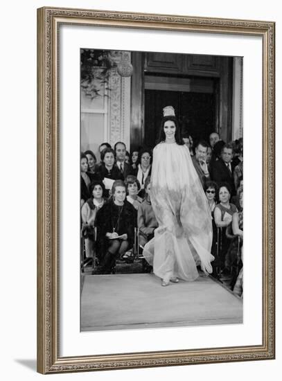 A Girl in a Tulle Dress Modeling at Palazzo Pitti-null-Framed Photographic Print