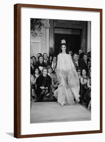A Girl in a Tulle Dress Modeling at Palazzo Pitti-null-Framed Photographic Print