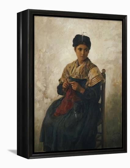 A Girl Knitting, 1873-Jules Breton-Framed Premier Image Canvas