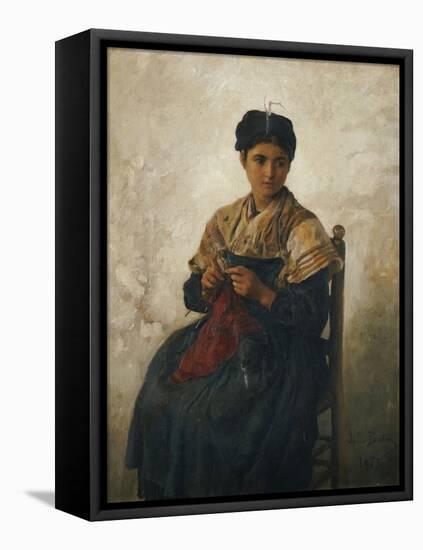 A Girl Knitting, 1873-Jules Breton-Framed Premier Image Canvas