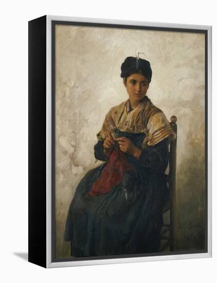 A Girl Knitting, 1873-Jules Breton-Framed Premier Image Canvas