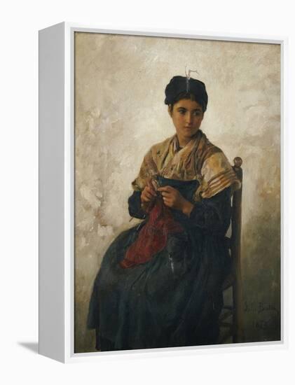 A Girl Knitting, 1873-Jules Breton-Framed Premier Image Canvas