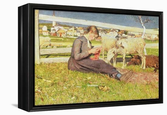 A Girl Knitting, 1888-Giovanni Segantini-Framed Premier Image Canvas