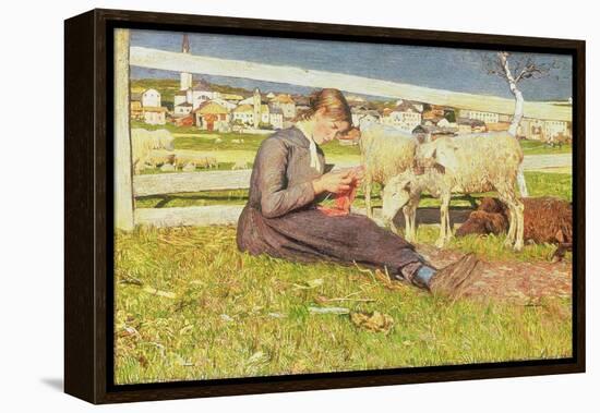 A Girl Knitting, 1888-Giovanni Segantini-Framed Premier Image Canvas