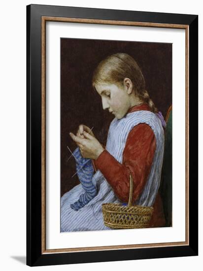 A Girl Knitting-Albert Anker-Framed Giclee Print