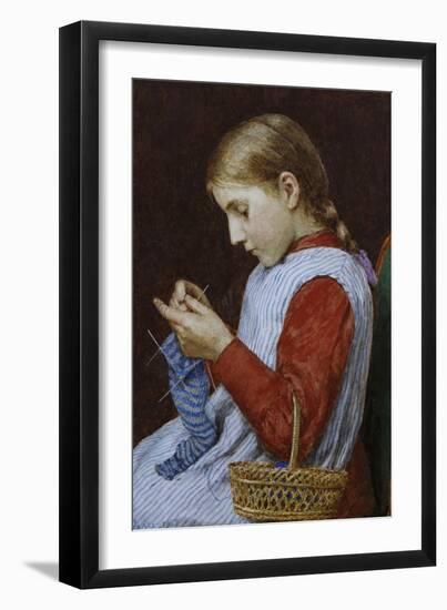 A Girl Knitting-Albert Anker-Framed Giclee Print