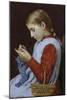 A Girl Knitting-Albert Anker-Mounted Giclee Print