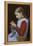 A Girl Knitting-Albert Anker-Framed Premier Image Canvas