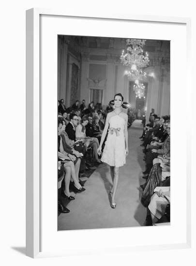 A Girl Modeling in a Dress with a Ribbon at Palazzo Pitti-null-Framed Photographic Print