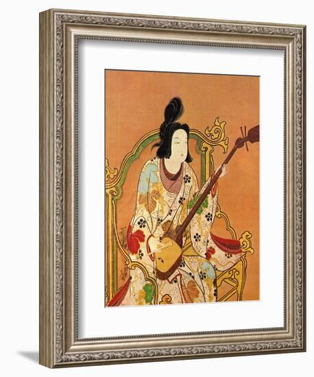A Girl Playing a Shamisen, Second Half of the 17th C-null-Framed Giclee Print