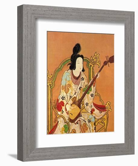 A Girl Playing a Shamisen, Second Half of the 17th C-null-Framed Giclee Print