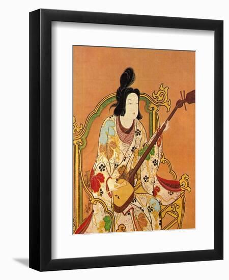 A Girl Playing a Shamisen, Second Half of the 17th C-null-Framed Giclee Print