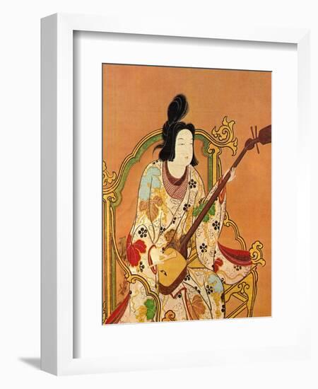 A Girl Playing a Shamisen, Second Half of the 17th C-null-Framed Giclee Print