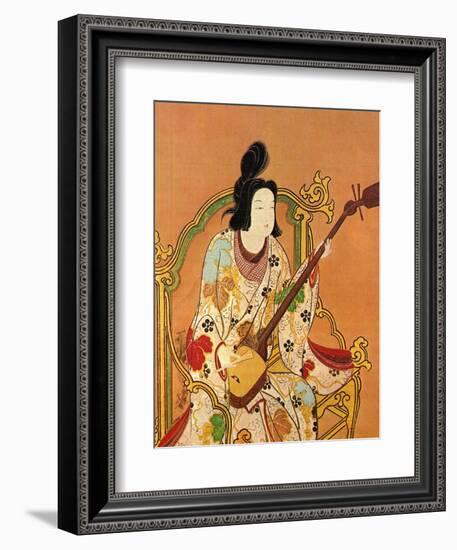 A Girl Playing a Shamisen, Second Half of the 17th C-null-Framed Giclee Print