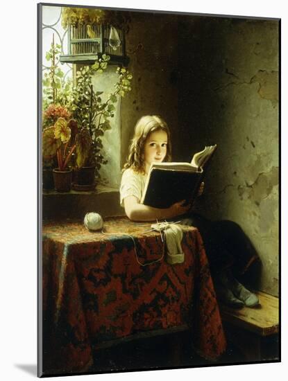 A Girl Reading; Das Lesende Madchen, 1871-Johann Georg Meyer-Mounted Giclee Print