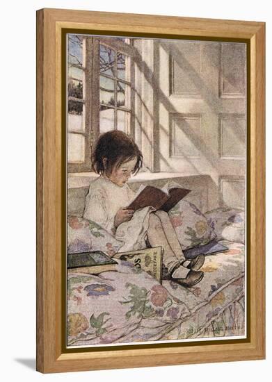 A Girl Reading, from 'A Child's Garden of Verses' by Robert Louis Stevenson, Published 1885-Jessie Willcox-Smith-Framed Premier Image Canvas