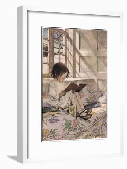 A Girl Reading, from 'A Child's Garden of Verses' by Robert Louis Stevenson, Published 1885-Jessie Willcox-Smith-Framed Premium Giclee Print