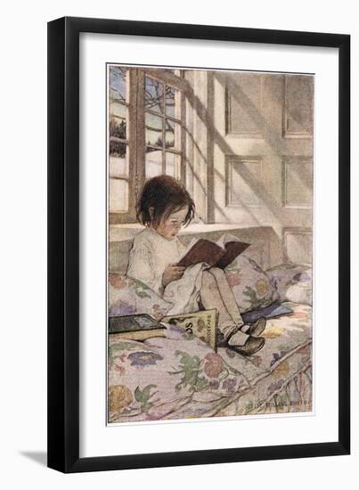 A Girl Reading, from 'A Child's Garden of Verses' by Robert Louis Stevenson, Published 1885-Jessie Willcox-Smith-Framed Premium Giclee Print