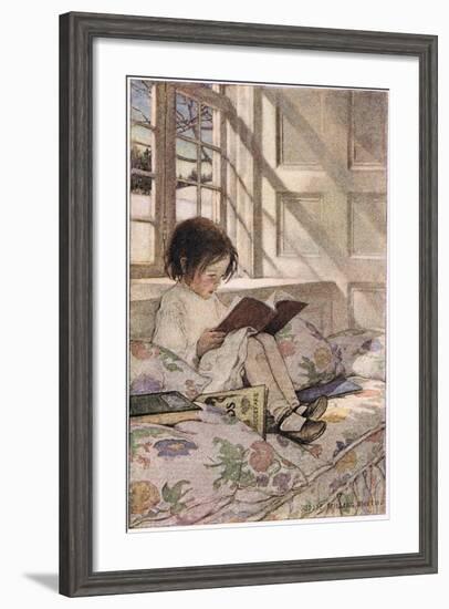 A Girl Reading, from 'A Child's Garden of Verses' by Robert Louis Stevenson, Published 1885-Jessie Willcox-Smith-Framed Giclee Print