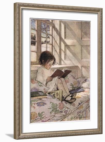 A Girl Reading, from 'A Child's Garden of Verses' by Robert Louis Stevenson, Published 1885-Jessie Willcox-Smith-Framed Giclee Print